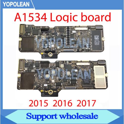 A1534 Logic board 1.1GHz 1.2 1.3GHz 256 512GB 820-00045-A 820-00244-A For Macbook Retina 12" A1534 Motherboard 2015 2016 2017