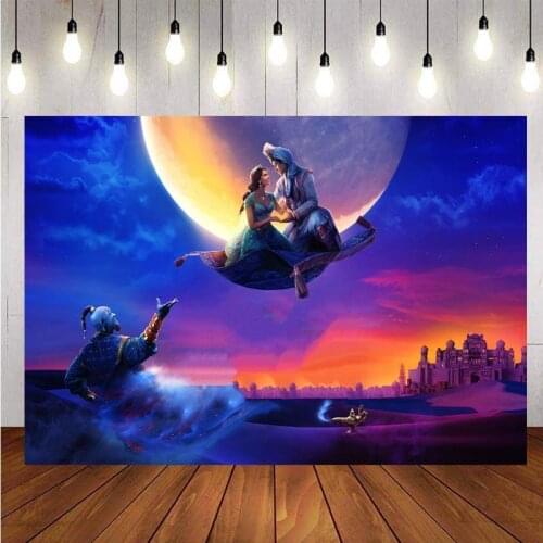 Aladdin Photography Backdrop Princess Girls Happy Birthday Party Photo Background Booths Studio Props Decoration Banner