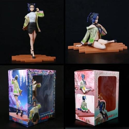 Anime Demon Slayer Blade Ninja Butterfly Worm Pillar Kochou Shinobu Sitting Posture Model Decoration Boxed Figure sexy girl