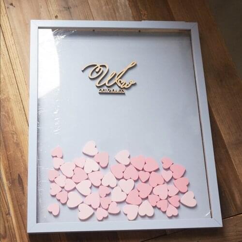 White Wedding Guest Book Drop Heart Frame Guestbook Alternatives Custom Couple Name Date Guest Signature Livre D'or Mariage