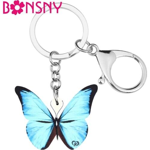 Bonsny Acrylic Cute Morphidae Keychains Big Print Aesthetic Animal Keyring Jewelry For Women Kids Girl Trendy Gift Bag Accessory