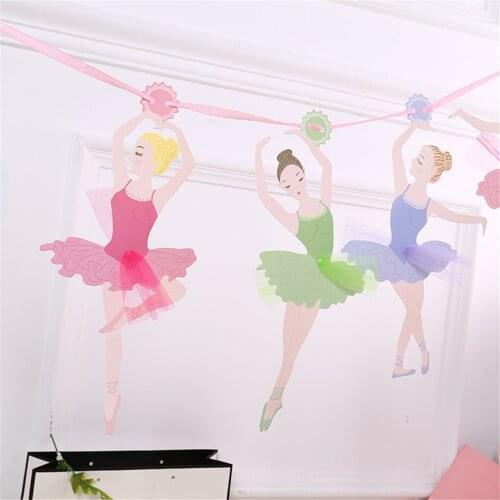 Paper Garland Girl Hanging Banner Ballet Dancer Bunting Kids Birthday Party Paper Banners flag Birthday Party Home Decoration