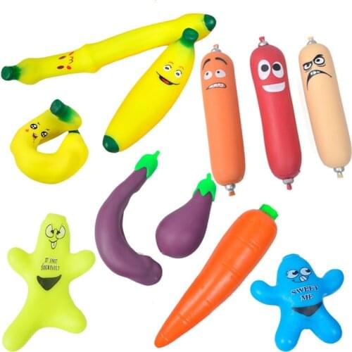 Decompression Banana Toy Vent Toys Combination Simulation Fruit Vegetable Vent Stress Relief Toy Adult Child Fidget Squeeze Toys