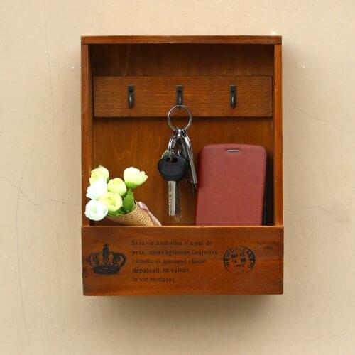 Handmade Wooden Boxes Cargo Organizer Storage Box Simple Small Key Hanging Storage Holder Phone Organizer Wood Shelf Wood Rack