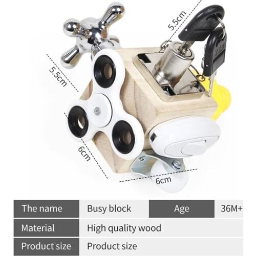 Wooden Busy Cube Children Hands Ability Training Lock Box Early Learning Busyboard Fidget Cube Baby Montessori Educational Toys
