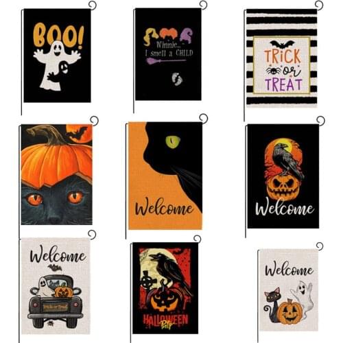 Double-Sided Halloween Garden Flags Thanksgiving Christmas Pumpkin Garden Decorative Flags Banner for Home Garden Decor U3