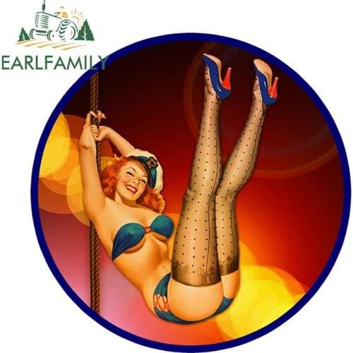 EARLFAMILY 13cm x 13cm Retro Pin-up Girl Fun Novelty Car Sticker Wall Car Window Decal Waterproof Car Styling Graphics