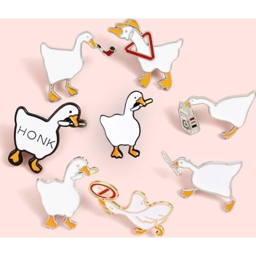13 Styles Honk Honk Enamel pins Angry Goose With Knife Brooches Not Allowed Sign Badges Game Memes Jewelry Women Men Gifts