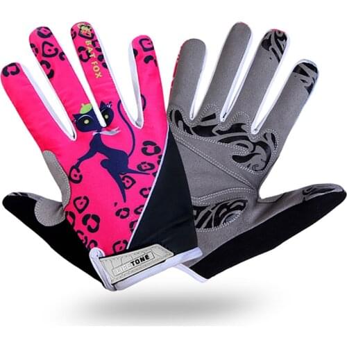 BATFOX GEL Skid Full Finger Bike Bicycle Gloves MTB Road Cycling Racing Sport Breathable Shockproof Cat Print Luvas De Ciclismo