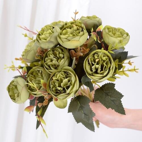 A Bouquet of Beautiful Artificial Flower Silk Simulation 6 Head Peony Flowers Home Wedding Floral Decoration Office Decor
