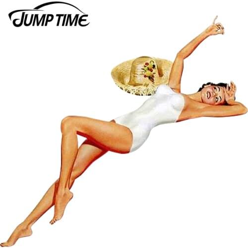 JumpTime 13cm x 12.1cm Car Styling Sexy Pinup Girl Vintage Decal JDM Car Waterproof Bumper Windows Stickers