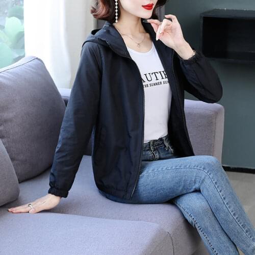 Women 2021 Spring Autumn New Fashion Jacket Female Loose Hooded Jackets Ladies Casual Coat Long Sleeve Outerwear Large Size C586