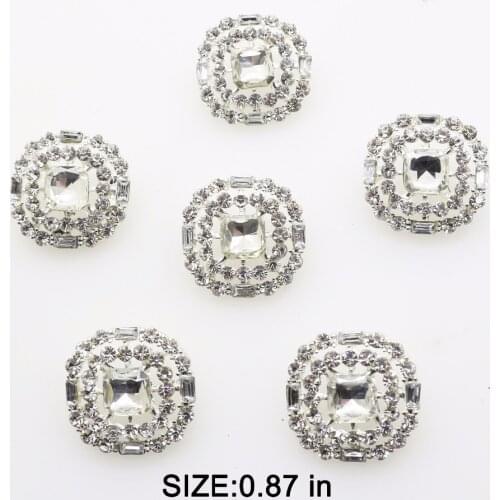 5pcs 22mm square Acrylic Diamond Rhinestone buttons Wedding dress decoration DIY sewing accessories(Shank)