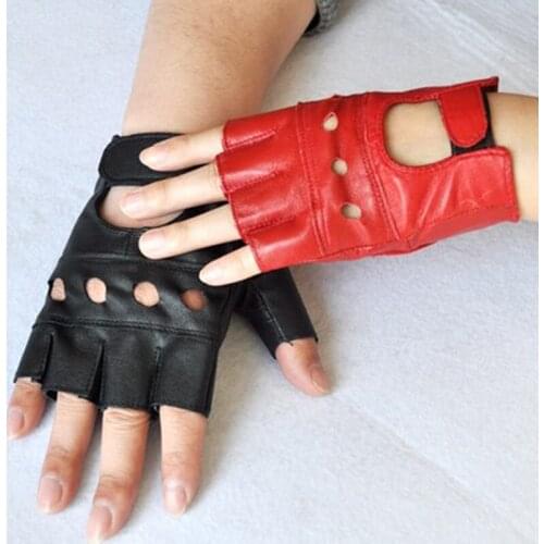 1 Pair Fashion Leather Gloves Red Black White Luvas Guantes Mujer For Women Girls Red Balck White Loving Heart Gloves
