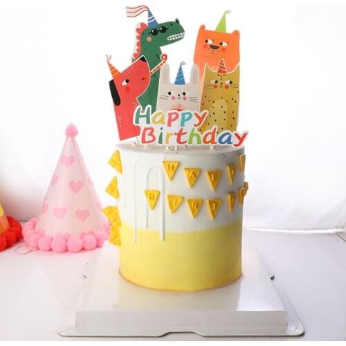 Cartoon Small Animal Theme Cake Topper Party Birthday Party Decoration Material Package Cake Decoration Supplies Baby Shower