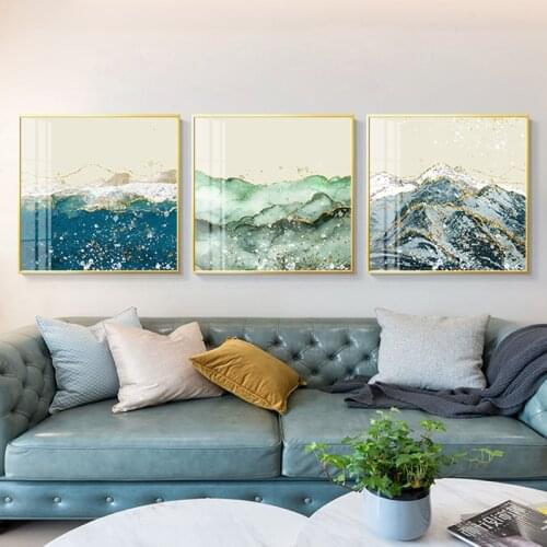 Green Modern Abstract landscape Wall Poster Nordic Canvas Print Painting Contemporary Art Decorative Picture Living Room Decor