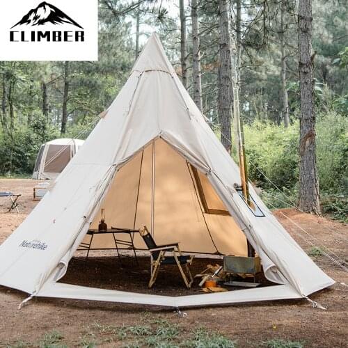 New Store Profound 9.6 Cotton Camping Pyramid 5-8-Person Outdoor Party Travel Tent Breathable With a Chimney Hole Naturehik