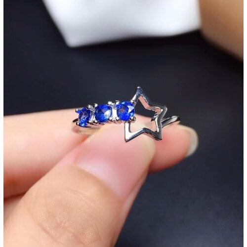 100% Natural and Real Blue sapphire ring Wedding Ring 925 sterling silver Fine handworked jewelry Finger rings