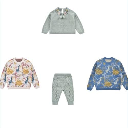 Shipment In October) Per-sale 2021 LM Toddler Girl Clothes A/W Knitting Sweaters & Pants Autumn Fall Girl Toddler Outfits