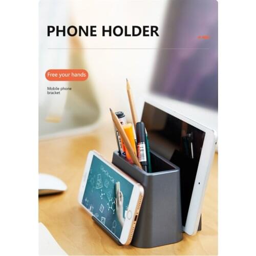 Pen Pencil Holder Phone Stand Multifunctional Desktop Organizer Office Stationary Container Tablet Laptop Storage Holder