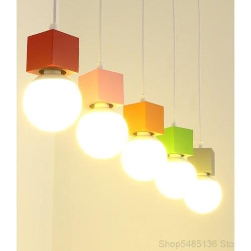 Macarons Color Living Room Modern Pendant Light Creative Shop Restaurant Bar Hanging Lamp Stair Kitchen Iron Led Light Fixture