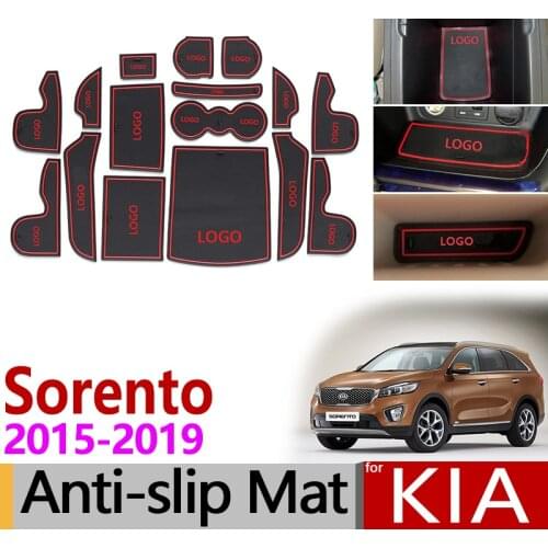 Anti-Slip Gate Slot Mat Rubber Coaster for KIA Sorento 2015 2016 2017 2018 2019 Sorento Prime UM MK3 Accessories Car Stickers