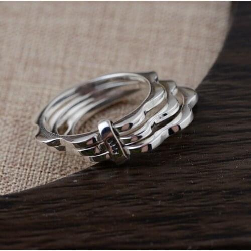 S925 silver for women three rows style rings cast high technology exquisite birthday gift