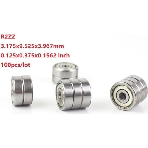 100pcs/lot R2ZZ R2 ZZ 2Z ball bearing 1/8" x 3/8" x 5/32" Inch Double metal cover Deep Groove Ball bearing 3.175x9.525x3.967mm
