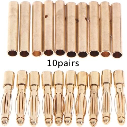 10Pairs Copper 2mm Gold Bullet Connector Banana Plugs Male &Female For RC Car Battery Wholesale