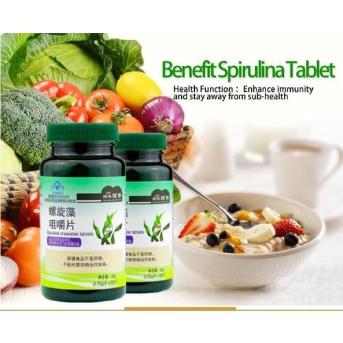 60 pills Spirulina Tablet Rich in Protein Multi Vitamins Wafers Algae Alga Spirulina Powder Anti-Fatigue Loss Weight Health Food