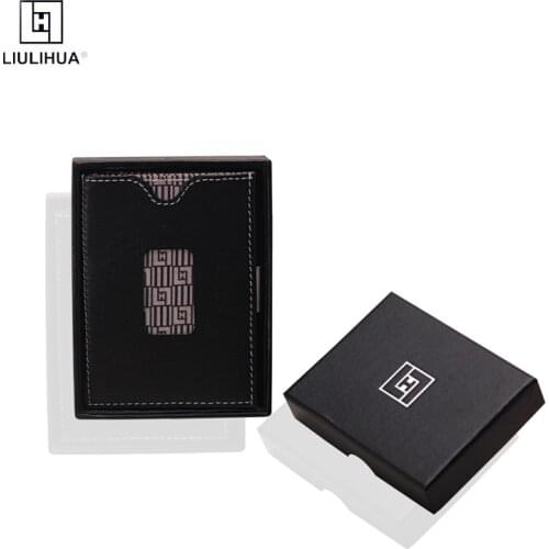 LIULIHUA Fashion New Genuine Leather Credit Card Holder with Stainless Steel Buckle LLH Luxury Mini Ridge Men wallet slim purse
