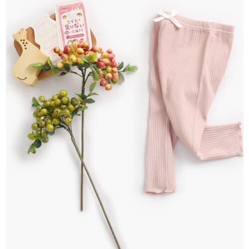 2021 Spring Autumn Solid Cute Middle-Waisted Cotton Leggings Pants for Girls Baby Clothes Toddler Tights Trousers for Newborns