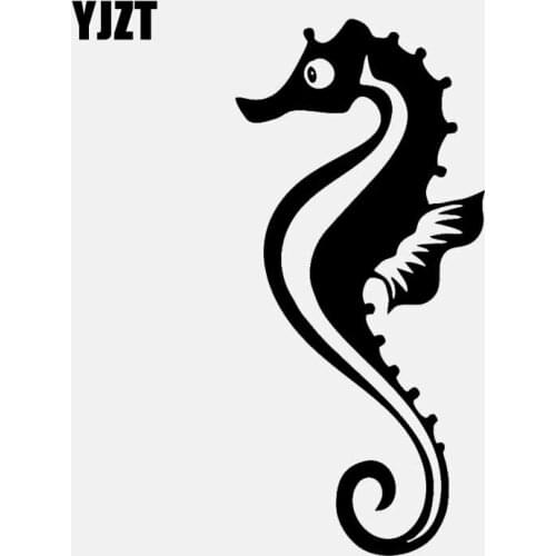 YJZT 16.5CM*7.7CM Seahorse Sea Horse Animal Pet Fish Car Window Vinyl Decal Car Sticker Black/Silver C24-0649