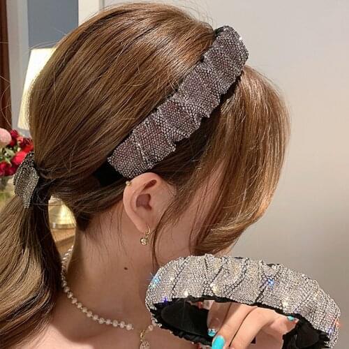 Hairpin Hairband Female Summer French Full Diamond Crystal Head Buckle Wash Face Bangs Hair Band Styling Accessories