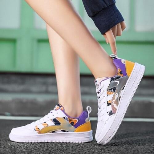 Womens Graffiti Mix Color Fashion Skateboard Shoes Fairy Student Trend Flat Off White Shoe Casual Comfortable Wayfarer Sneakers