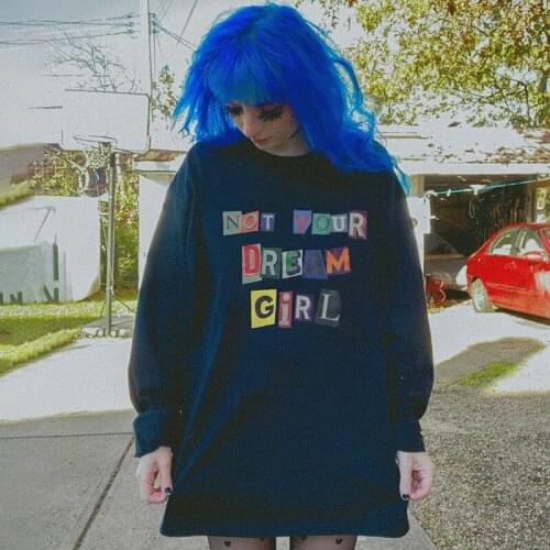 Colorful Letter Print Oversized Sweatshirt women Casual Loose Long Sleeve Black Pullovers Female 2021 Fall 90s Goth Outfits New