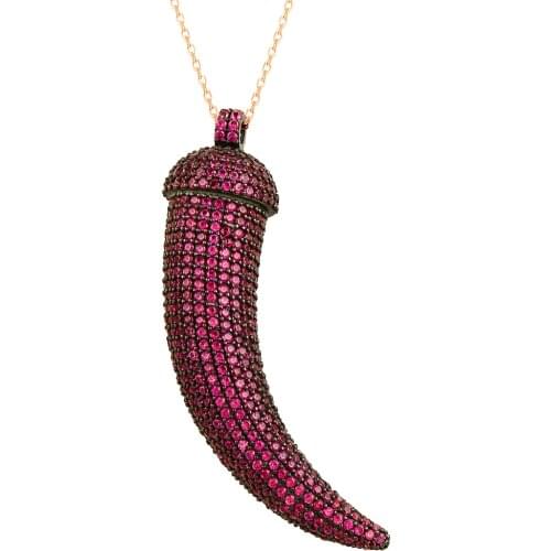 Pink Ivory Women Necklace Statement Bohamian Micro Pave New Tusk Necklace for Women Luxury Boho 925 Sterling Silver