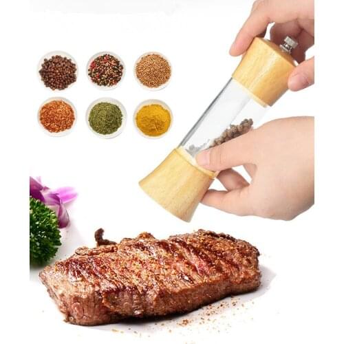 1PC Manual Salt Pepper Mill Grinder Wood Seasoning Muller Cooking Tool Kitchen Accessories Cookware Spice Milling Gadget OK 1150