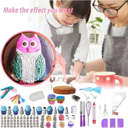 38/57/285 Pcs Cake Decorating Tools Pastry Bag Nozzles Pieces Baking Kit Three-Hole Converter Turntable Scrapers Mold Set