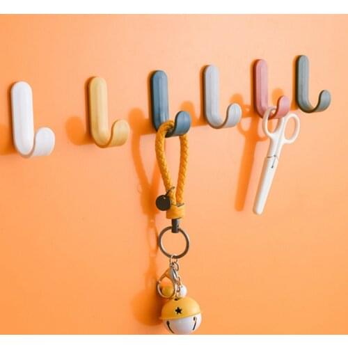 4PCS /1PC Towel Hook Plastic Door Hanger Self Adhesive Wall Hanger Hat Racks Key Hanger Wall Organizer Home Decor Wall Hooks