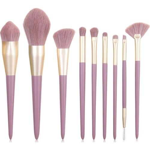 9 PCS Makeup Brush Beauty Tools Eye Shadow Brush Eyebrow Brush Foundation Brush Wooden Handle With Bag New 2021