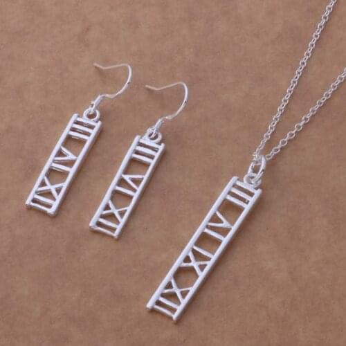 AS312 Lucky Silver Color 925 Jewelry Sets For Women Earring 344 + Necklace 255 /bouakgba Amuajeba