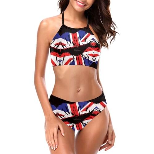 Bikinis British Lips Exotic 2021 Women Swimsuit Low Waist 2 piece woman set R333 Women Beach wear