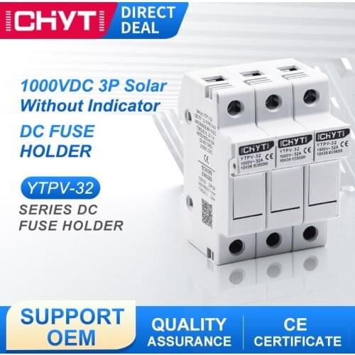 3P Parallel DC Fuse Holder 10*38mm High Voltage Solar PV 1000V ICHYTI YTPV-32 1 order