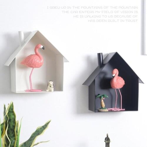 Home Decor Hanging Decorative Storage Box Storage Case Iron Holder Box Wall Flower Pot House Pattern Storage Racks Holders