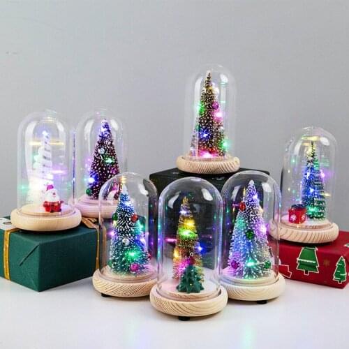 Dropshipping Santa Claus and the tree Eternal Rose Flower in Glass Dome with LED Night Lamp Lights Christmas Birthday Gifts for