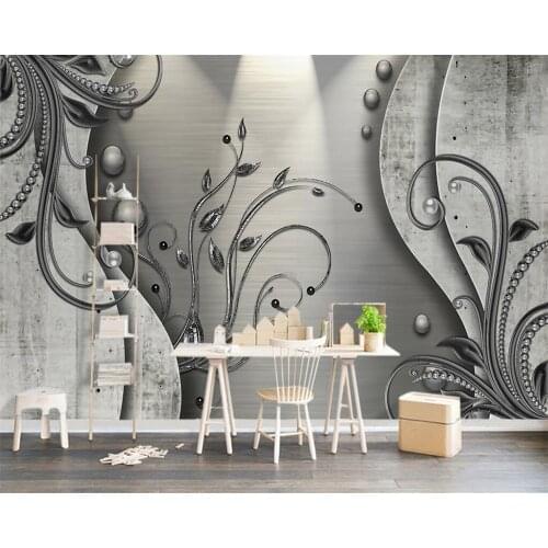 Modern custom mural wallpaper European 3D stereo black flower photo wallpaper personality creative living room decoration