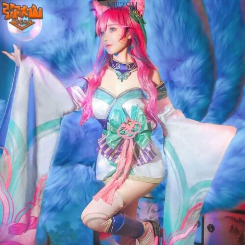 2020 Hot Game New!!LOL New Skin Spirit Blossom Tailed Fox Ahri cosplay costume Women Outfit Free Shipping
