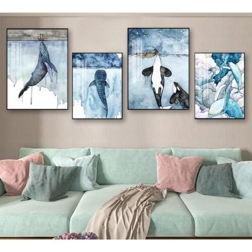 And Prints Wall Pictures For Living Room Home Decor Whale Shark Ship Abstract Landscape Wall Art Canvas Painting Nordic Posters