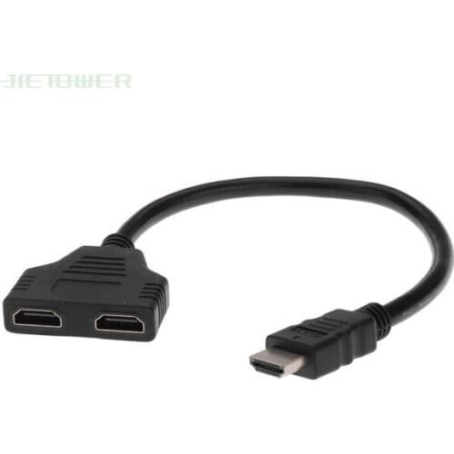 New Arrival Cable HDMI Splitter Cable 1 Male To Dual HDMI 2 Female Y Splitter Adapter in HDMI HD LED LCD TV 30cm 50pcs/lot